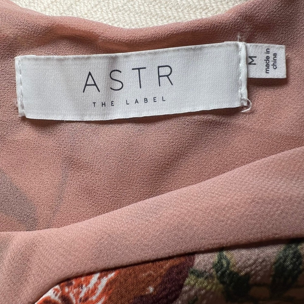 ASTR The Label Gaia Floral Satin Cowl Neck Midi Dress Mauve Pink Womens Medium - Picture 7 of 10